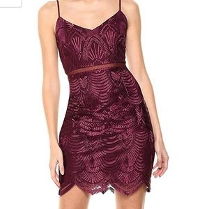Guess Gianni Embroidery Purple/Burgundy Dress